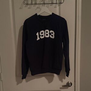 J. Crew Navy Crewneck Sweater with 1983 Design